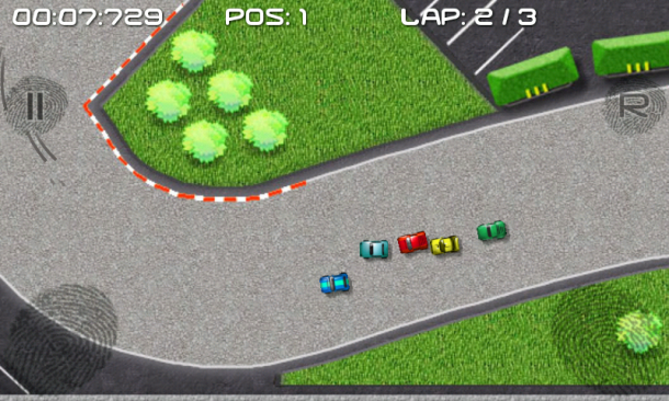 Bei Rennen im engen Pulk kommt trotz des simplen Spieldesigns jede Menge Vroom-Vroom-Gefühl auf.