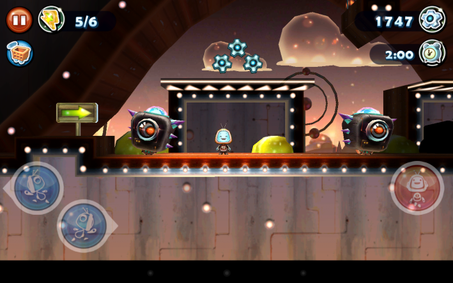 Springe durch über 30 farbenfrohe Levels und befreie deine Freunde.