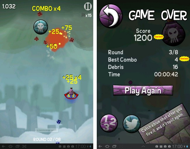 Angry Bird trifft Breakout - so lässt sich der Pollushot-Nachfolger kurz umschreiben.