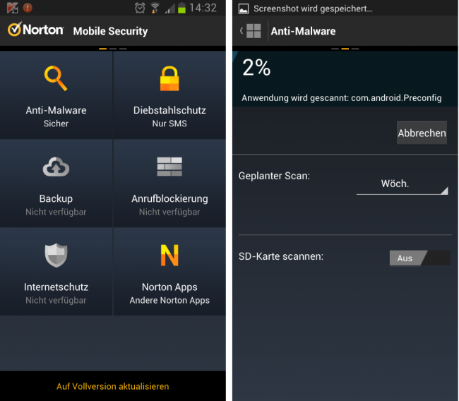 In der kostenlosen Version von Norton sind einige wichtige Features nicht verfügbar. In der kostenlosen Version von Norton sind einige wichtige Features nicht verfügbar.