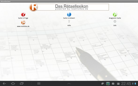 Hier das Hauptmenü der App. Hier das Hauptmenü der App.