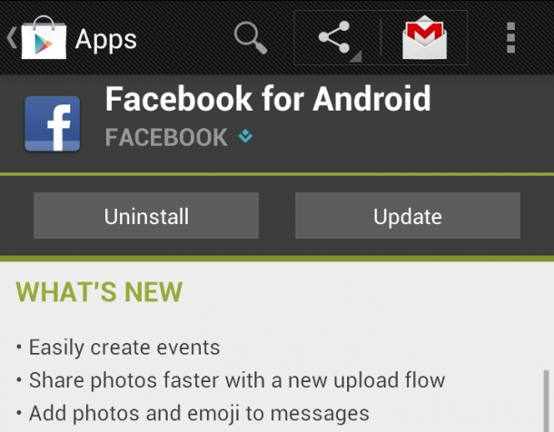Die Facebook App für Android hat ein Update bekommen. Foto: Androidtaskforce.com.