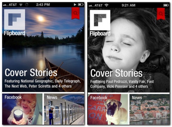 Flipboard zeigt Inhalte aus Facebook, Twitter und anderen Newsquellen übersichtlich an. Flipboard zeigt Inhalte aus Facebook, Twitter und anderen Newsquellen übersichtlich an.