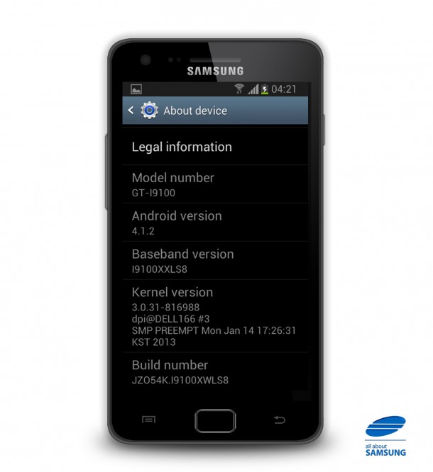 Nun gibt es Android 4.1.2 für das Samsung Galaxy S2. (Foto: AllAboutSamsung)