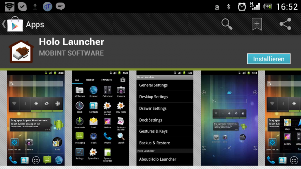Der Holo Launcher bringt die ICS-Optik auch auf ältere Handies