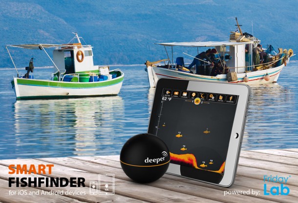 Der Deeper spürt mithilfe von Smartphones oder Tablets, Fische per Sonar auf. Foto: buydeeper.com.