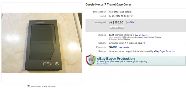 Das Cover für das Nexus 7 Tablet kann derzeit für 100 Dollar bei eBay erworben werden.