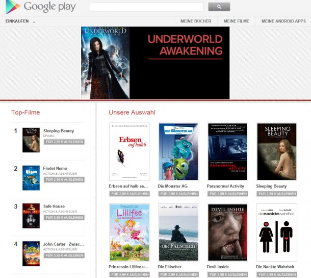 Ab sofort können auch in Deutschland Filme über Google Play ausgeliehen werden. Ab sofort können auch in Deutschland Filme über Google Play ausgeliehen werden.