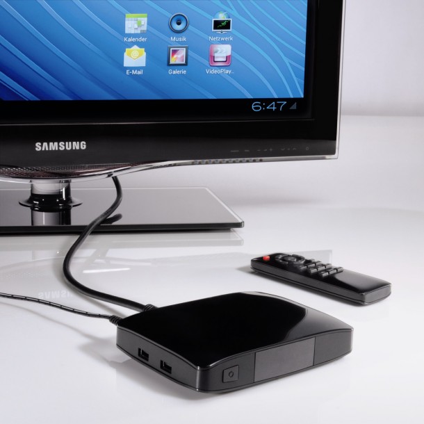 Die Hama Internet-TV-Box 2 ist mit Android 4.0 ausgestattet.
