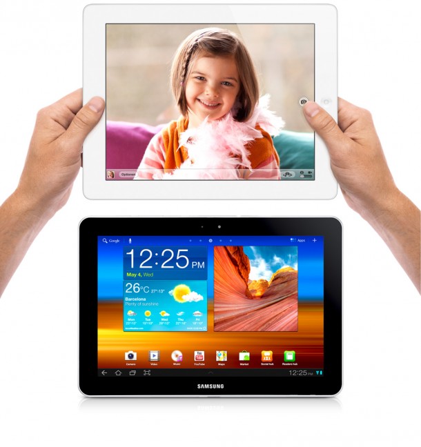 Apple's iPad und Samsung's Galaxy Tab. Foto: Apple, Samsung. Apple's iPad und Samsung's Galaxy Tab. Foto: Apple, Samsung.