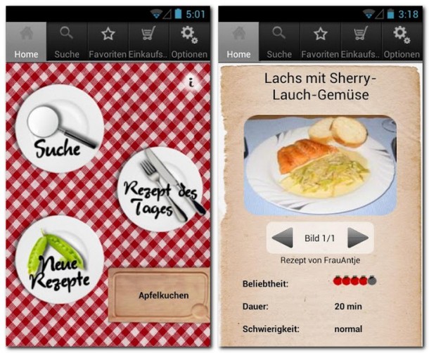 Die Übersicht ist genau so gut bestückt wie die Anzahl der verfügbaren Rezepte. Die Übersicht ist genau so gut bestückt wie die Anzahl der verfügbaren Rezepte.
