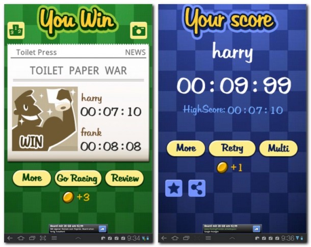Je niedriger Ihre benötigte Zeit desto besser. Auch Multiplayerspiele sind möglich.