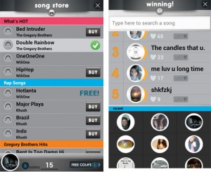 Im Songstore kann die gewünschte Melodie ausgewählt werden. Das fertige Musikstück wird automatisch in der öffentlichen Galerie präsentiert, wo die Community voten kann.