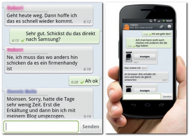 Hier die Nachrichtenübersicht und der chronologische Gesprächsverlauf von Whats App Messenger. Hier die Nachrichtenübersicht und der chronologische Gesprächsverlauf von Whats App Messenger.